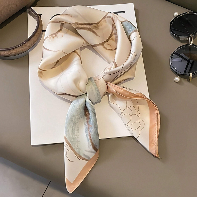 Face Scarf Mask - 2024 desain mode cetak Satin persegi