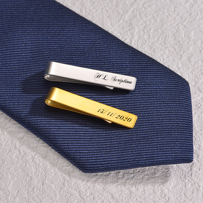 Klip dasi nama ukiran baja tah - Tie Bar Set Gift ulasan dan harga
