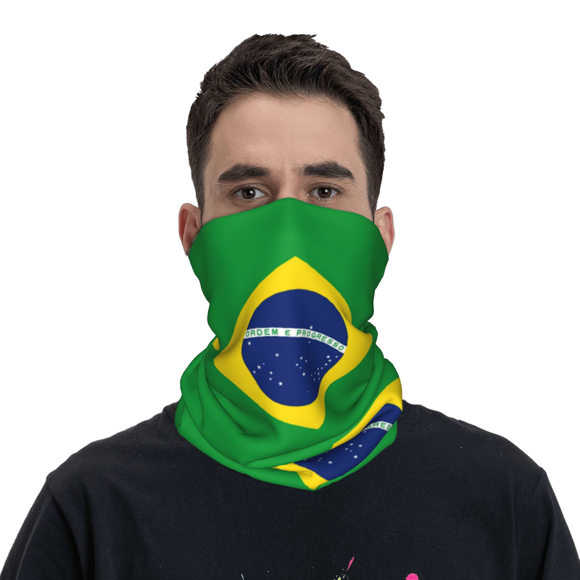 Bandana Bendera Brasil Kustom, - Neck Warmer Tube ulasan dan harga