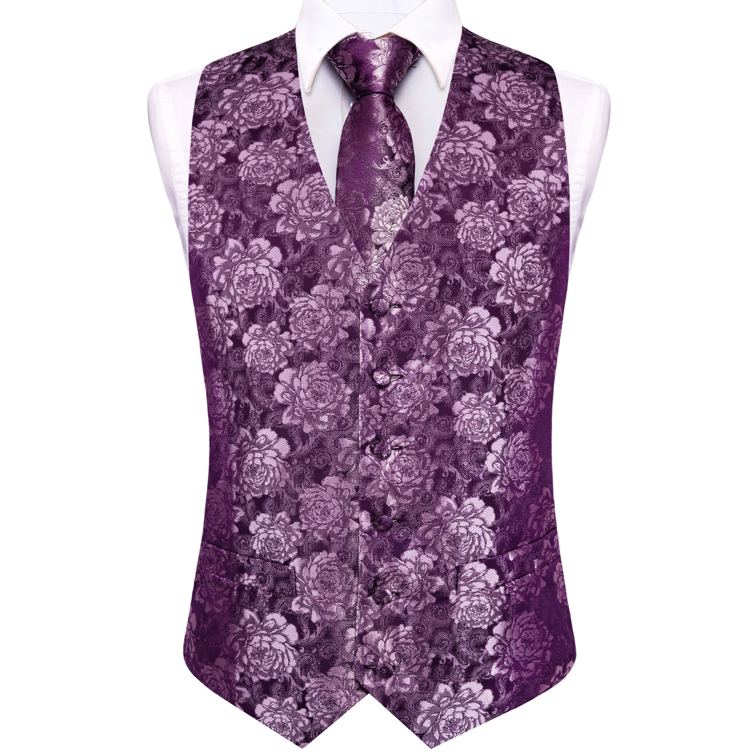 Rompi Pria Motif Bunga Mawar U - Pocket Square Set ulasan dan harga