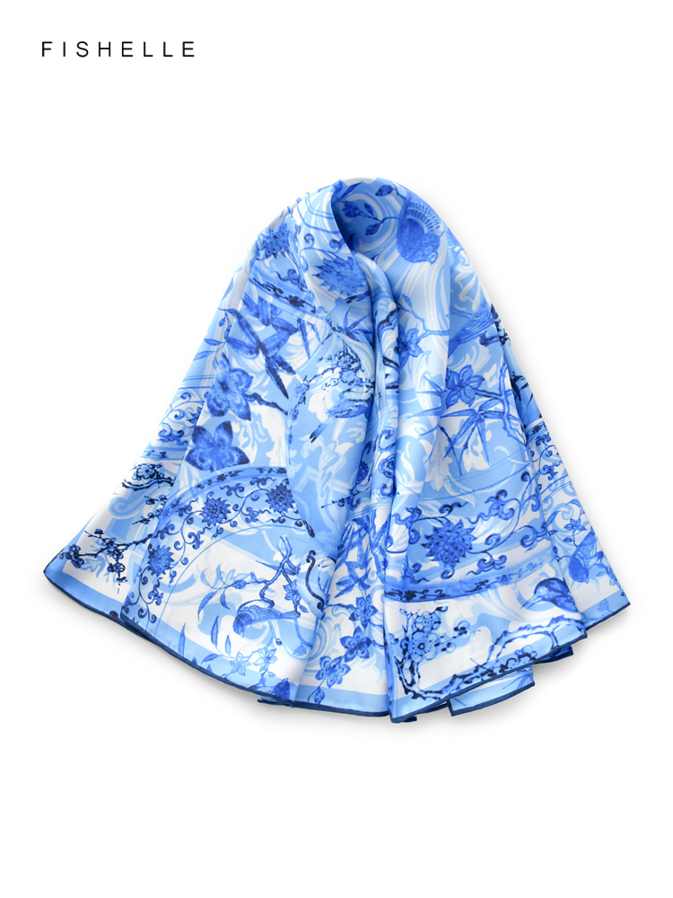 Bunga biru burung 100% syal su - Face Scarf Mask ulasan dan harga