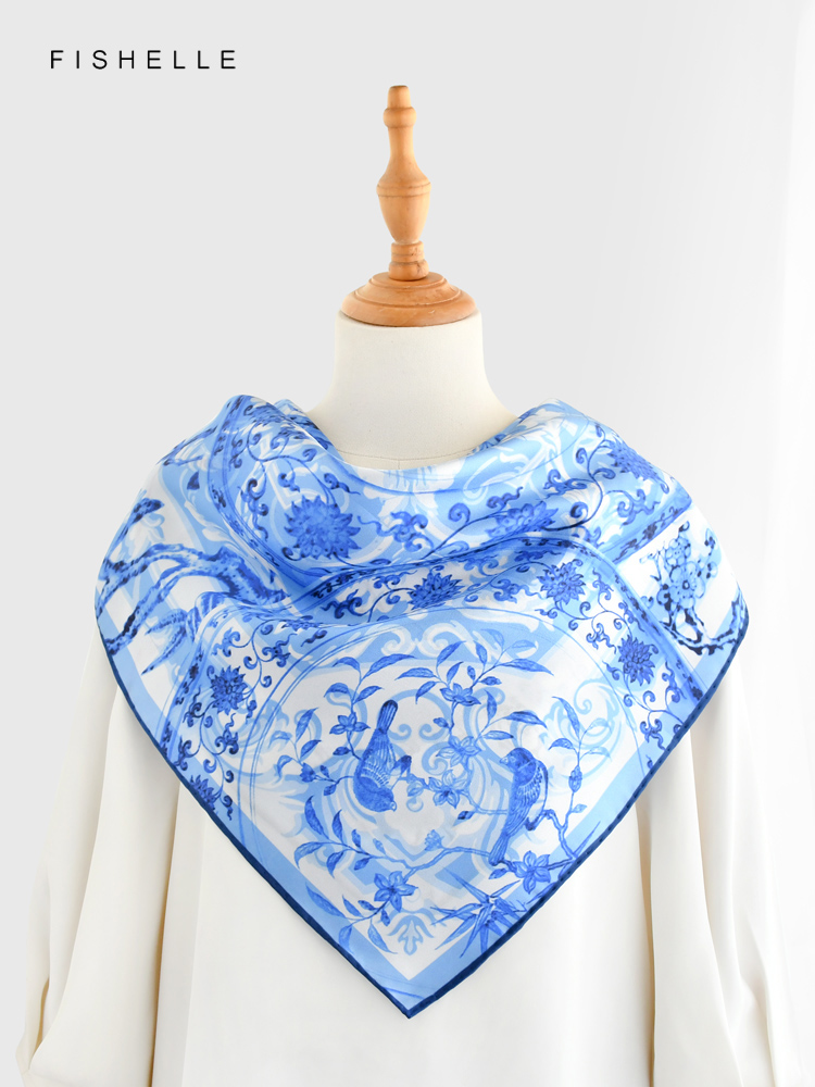 Bunga biru burung 100% syal su - Face Scarf Mask ulasan dan harga