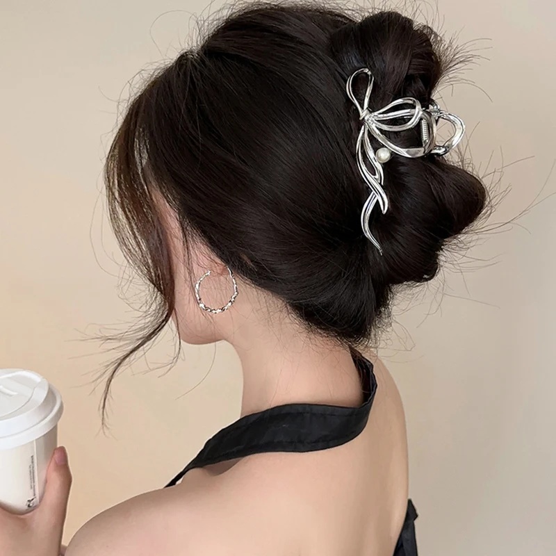 Jepit Rambut Wanita Elegan Ema - Tie Clip Silver ulasan dan harga