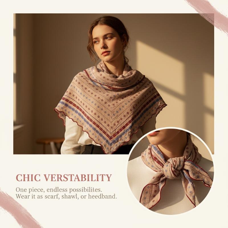 Syal Segitiga Katun Linen Moti - Bandana Cotton ulasan dan harga